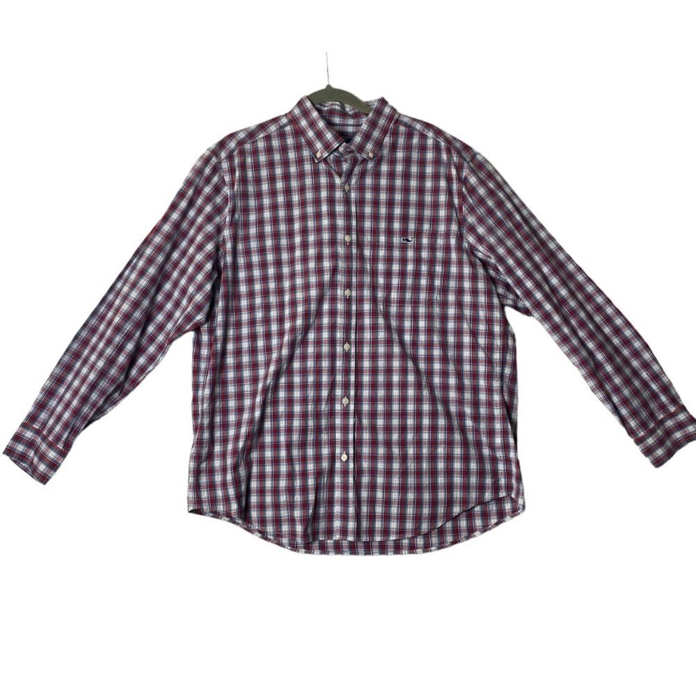 Vineyard Vines Men Sz Large Cotton Blend Plaid Classic‎ Fit Tucker Shirt